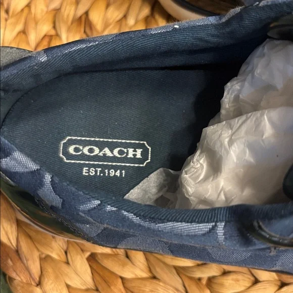 Coach Dark Blue Sneakers with White Accents Size 8.5 - Picture 4 of 8